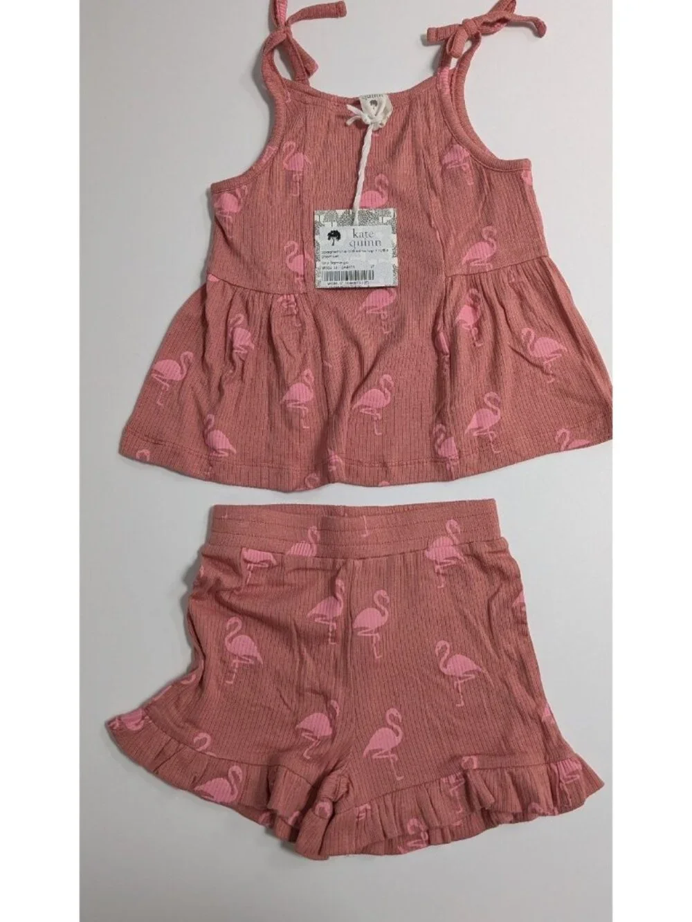 Kate Quinn Modal Rib Tiny Flamingo 2T Ruffle Shorts Ballerina Top Ser